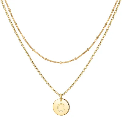 Women Fashion 26 English Alphabet Stainless Steel Necklace