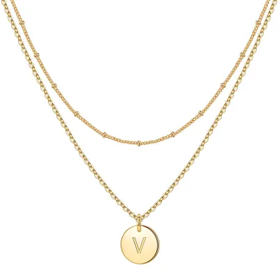 Women Fashion 26 English Alphabet Stainless Steel Necklace