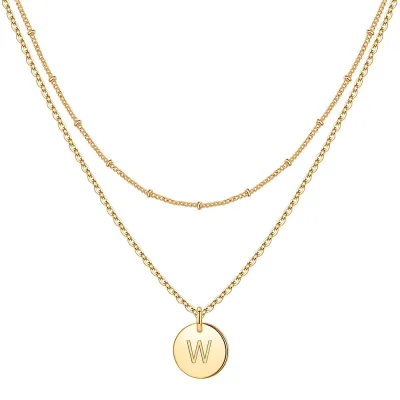 Women Fashion 26 English Alphabet Stainless Steel Necklace