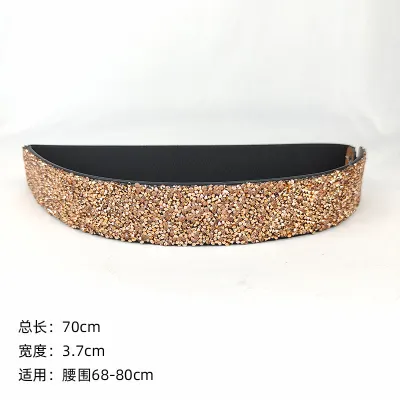Women Fashion Full Diamond Elastic Wide Belt with Alloy Buckle