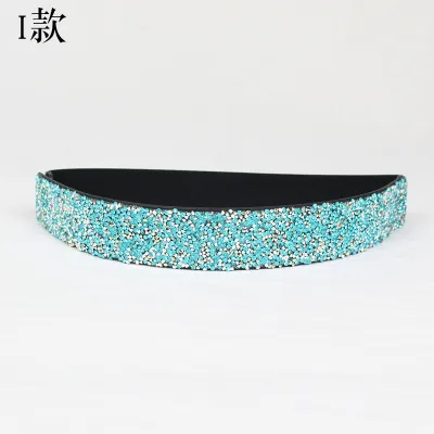 Women Fashion Full Diamond Elastic Wide Belt with Alloy Buckle