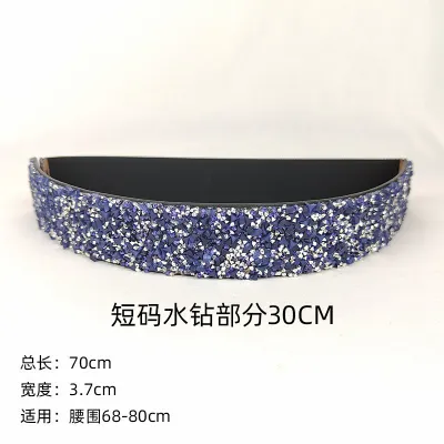 Women Fashion Full Diamond Elastic Wide Belt with Alloy Buckle