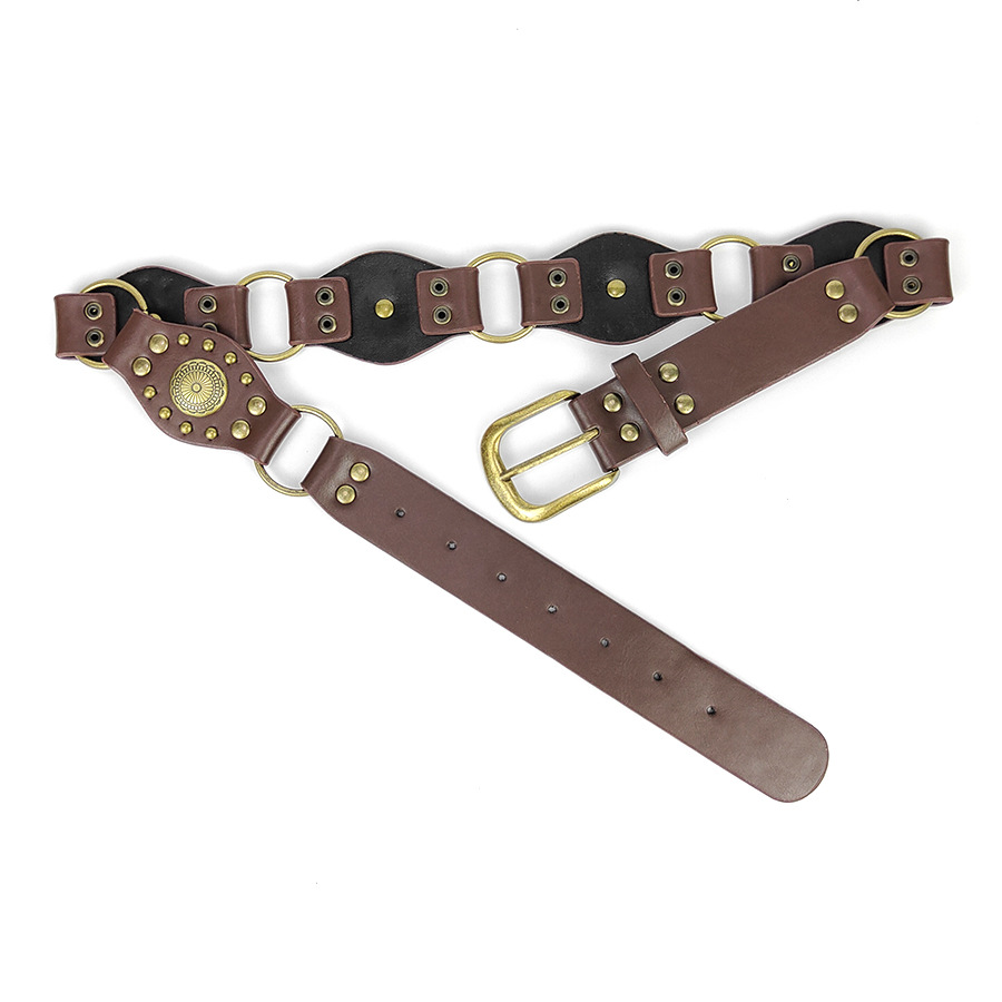 大人の上質  Wholesale Wide Stitching Corn Rivet Buckle Metal Retro Women バックル