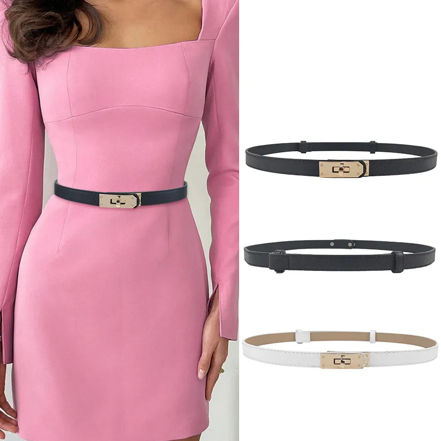 Women Fashion Retro PU Leather Thin Belt