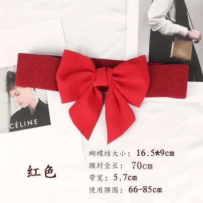 Women Fashion Simple Elastic Bow Waist Cover Belt