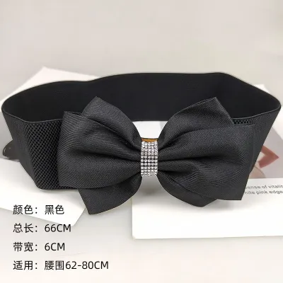 Women Fashion Simple Elastic Bow Waist Cover Belt
