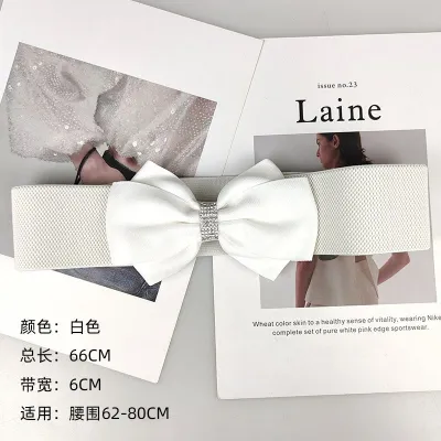 Women Fashion Simple Elastic Bow Waist Cover Belt