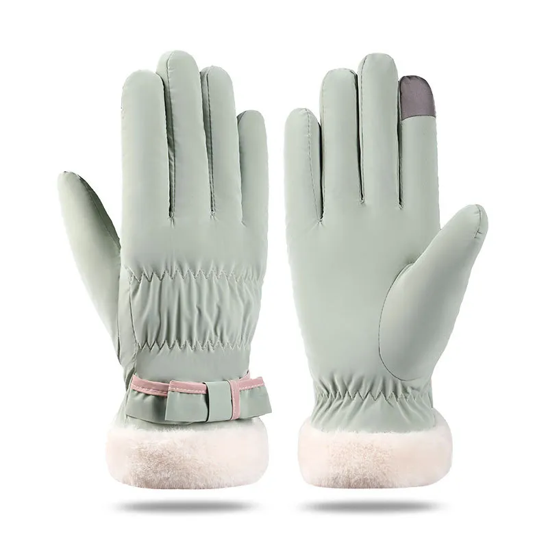 Autumn Winter Women Fleece-Lined Thickened Touch Screen Gloves