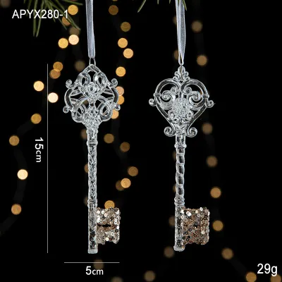 Christmas Cartoon Sequins Acrylic Transparent Snowflake Elk Tree Pendant Decoration