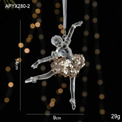 Christmas Cartoon Sequins Acrylic Transparent Snowflake Elk Tree Pendant Decoration