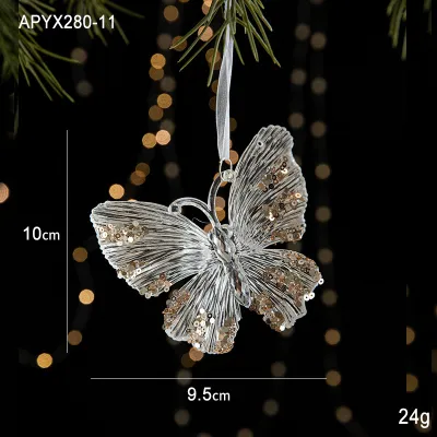 Christmas Cartoon Sequins Acrylic Transparent Snowflake Elk Tree Pendant Decoration
