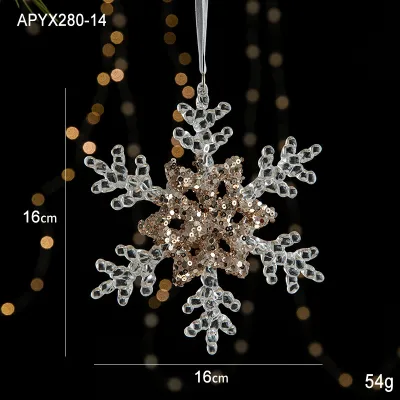 Christmas Cartoon Sequins Acrylic Transparent Snowflake Elk Tree Pendant Decoration