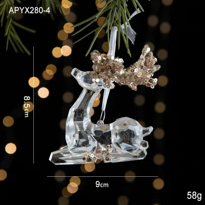 Christmas Cartoon Sequins Acrylic Transparent Snowflake Elk Tree Pendant Decoration