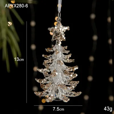 Christmas Cartoon Sequins Acrylic Transparent Snowflake Elk Tree Pendant Decoration