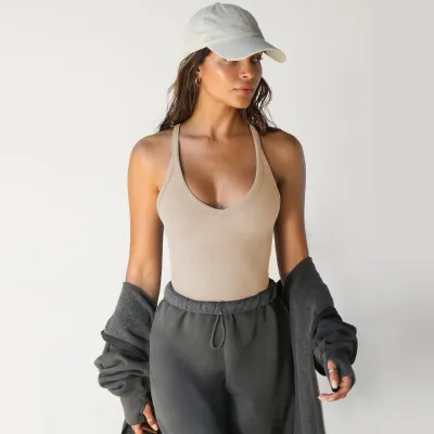 Women Summer Basic Solid Color U Neck Tank Top Slim Fit