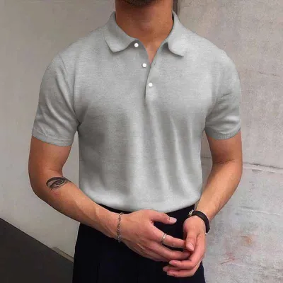 Loose Fit Men Casual Basic Solid Color Short Sleeve Lapel Polo Shirt