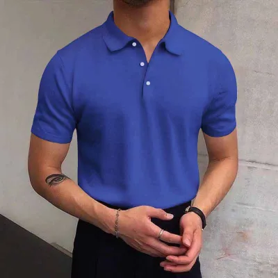 Loose Fit Men Casual Basic Solid Color Short Sleeve Lapel Polo Shirt