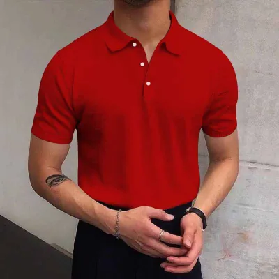 Loose Fit Men Casual Basic Solid Color Short Sleeve Lapel Polo Shirt
