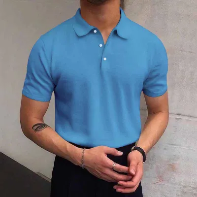 Loose Fit Men Casual Basic Solid Color Short Sleeve Lapel Polo Shirt