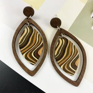 Bohemian Vintage Leaf Wood Earrings for Women