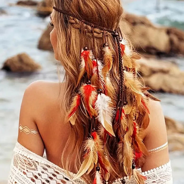Bohemian Women's Ethnic Style Feather Hair Band Crown