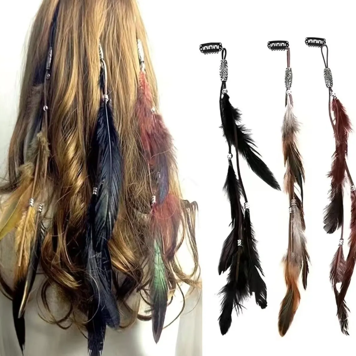 Bohemian Women's Feather BB Clip Hair Accessories Retro Style