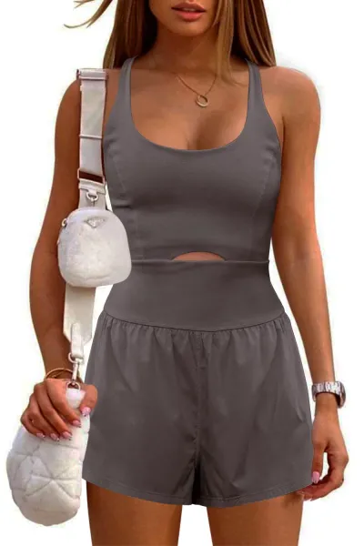 Athleisure Summer Women Fashion Sexy Solid Color Sling Rompers
