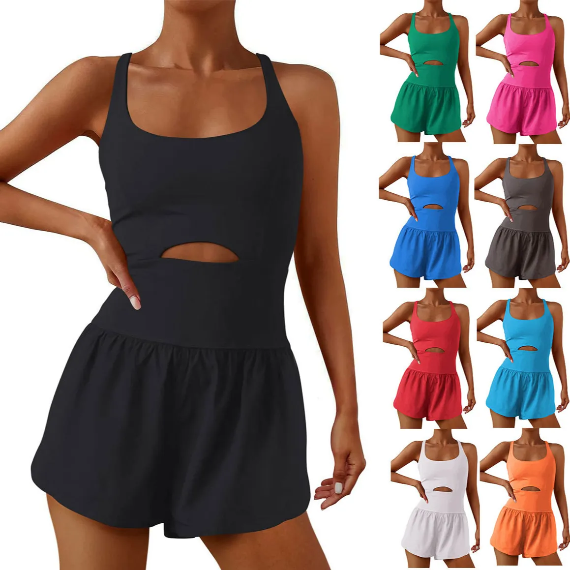Athleisure Summer Women Fashion Sexy Solid Color Sling Rompers