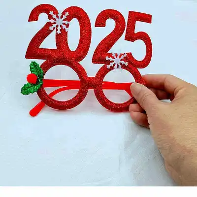 2025 New Year Christmas Party Glasses Business Cartoon European Modern Art Plastic Cloth