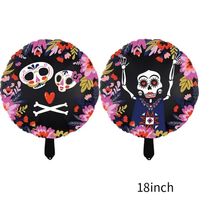 18 Inch Halloween Atmosphere Decoration Skeleton Ghost Theme Party Aluminum Film Ball 50-Bag