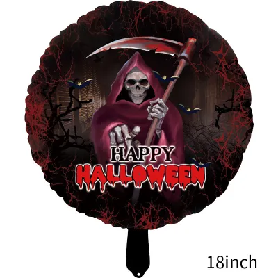 18 Inch Halloween Atmosphere Decoration Skeleton Ghost Theme Party Aluminum Film Ball 50-Bag