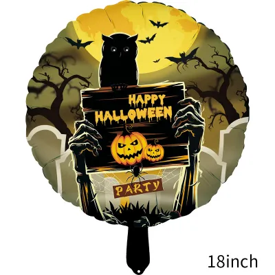 18 Inch Halloween Atmosphere Decoration Skeleton Ghost Theme Party Aluminum Film Ball 50-Bag
