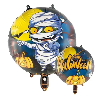 18 Inch Halloween Atmosphere Decoration Skeleton Ghost Theme Party Aluminum Film Ball 50-Bag