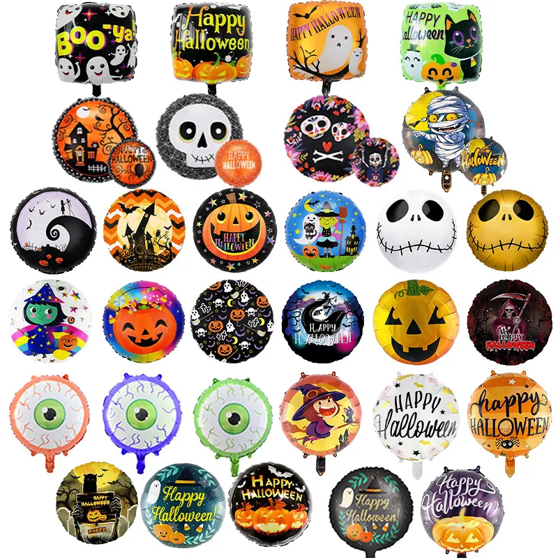 18 Inch Halloween Atmosphere Decoration Skeleton Ghost Theme Party Aluminum Film Ball 50-Bag