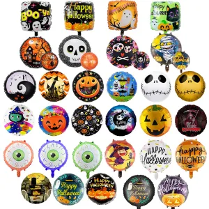 18 Inch Halloween Atmosphere Decoration Skeleton Ghost Theme Party Aluminum Film Ball 50-Bag