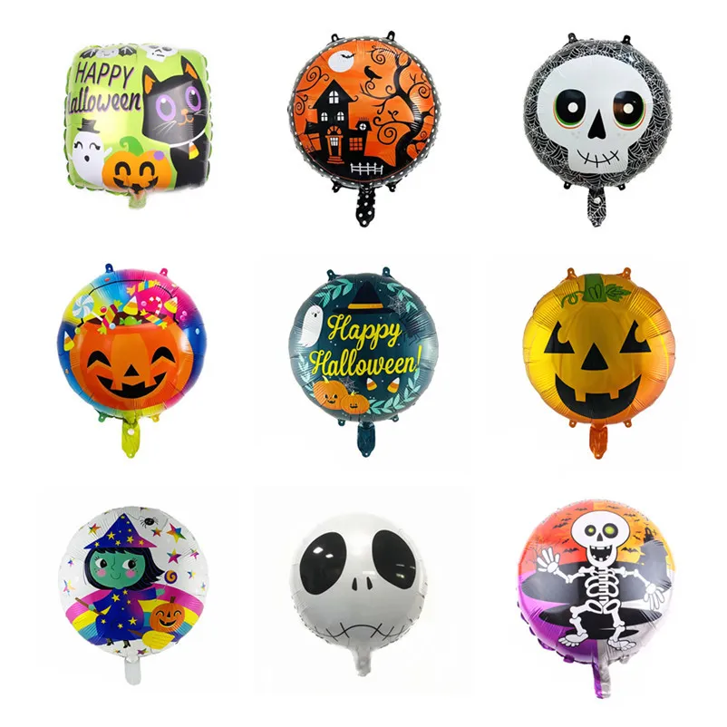 18 Inch Halloween Witch Pumpkin Skull Aluminum Film Balloon Decoration 50-Pack