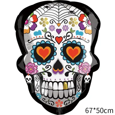 Simple Creative Halloween Party Decoration Pirate Ship Skull Shape Aluminum Mold Balloon