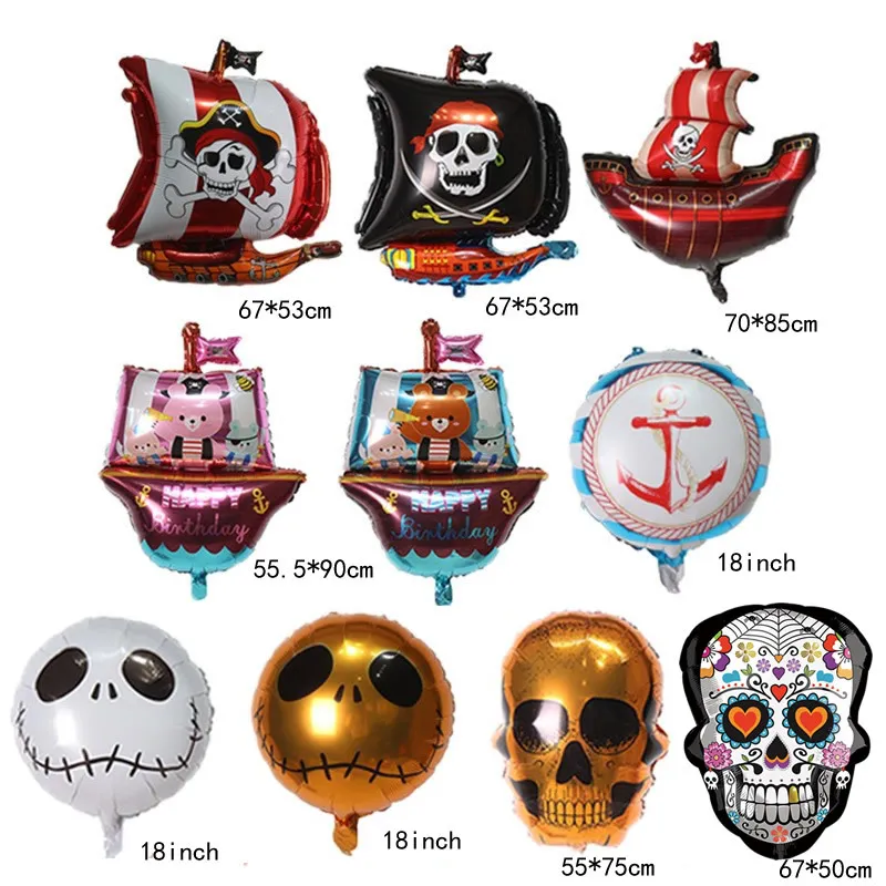 Simple Creative Halloween Party Decoration Pirate Ship Skull Shape Aluminum Mold Balloon