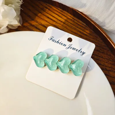 Women Multicolor Ice Flash Heart Hair Clip Duckbill Clip