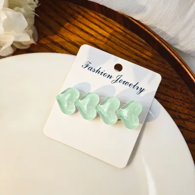 Women Multicolor Ice Flash Heart Hair Clip Duckbill Clip