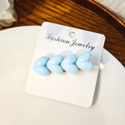Women Multicolor Ice Flash Heart Hair Clip Duckbill Clip