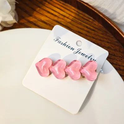 Women Multicolor Ice Flash Heart Hair Clip Duckbill Clip