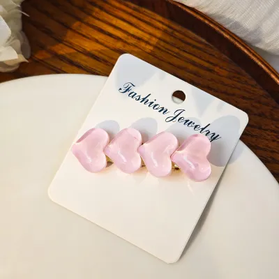 Women Multicolor Ice Flash Heart Hair Clip Duckbill Clip