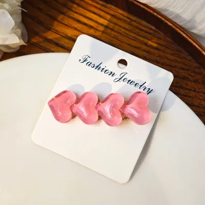 Women Multicolor Ice Flash Heart Hair Clip Duckbill Clip