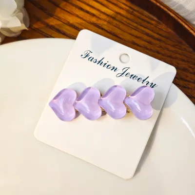 Women Multicolor Ice Flash Heart Hair Clip Duckbill Clip