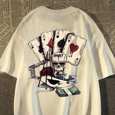 Women Gothic Skull-Print Cotton Tee
