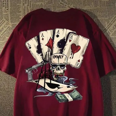 Women Gothic Skull-Print Cotton Tee