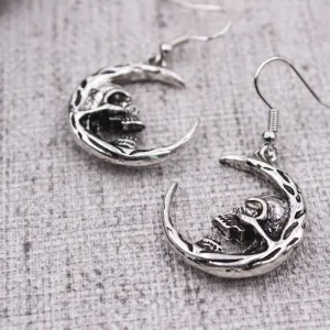 Gothic Skull Moon Punk Geometric Alloy Earrings