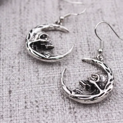 Gothic Skull Moon Punk Geometric Alloy Earrings