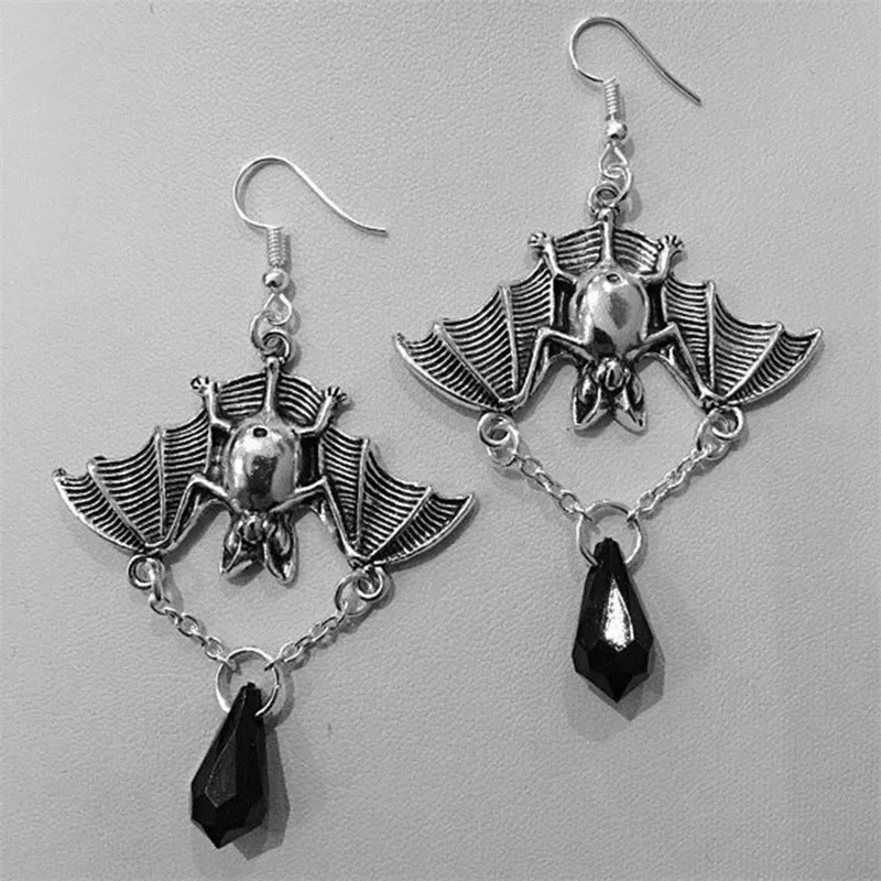 Gothic Halloween Creative Inverted Bat Earrings Alloy Women's